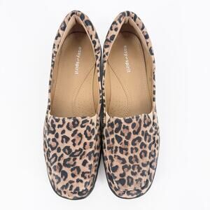 NWOB 7M Leopard Easy Spirit Abriana Comfort Loafers Flats Classic Neutral Spring
